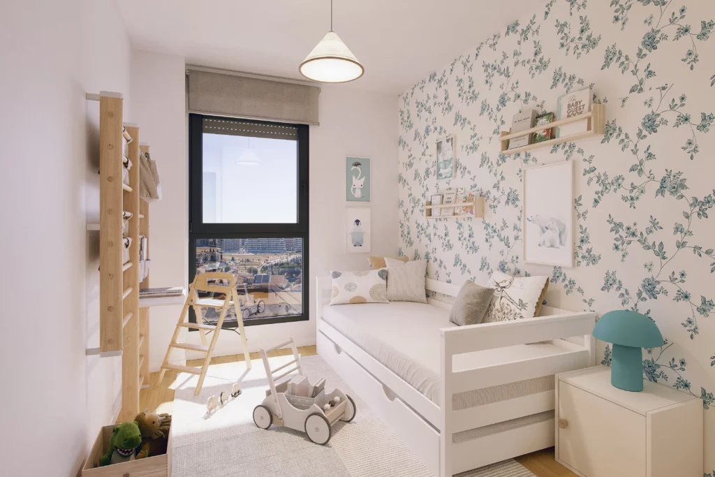 infografía dormitorio infantil en pau los cerros de madrid